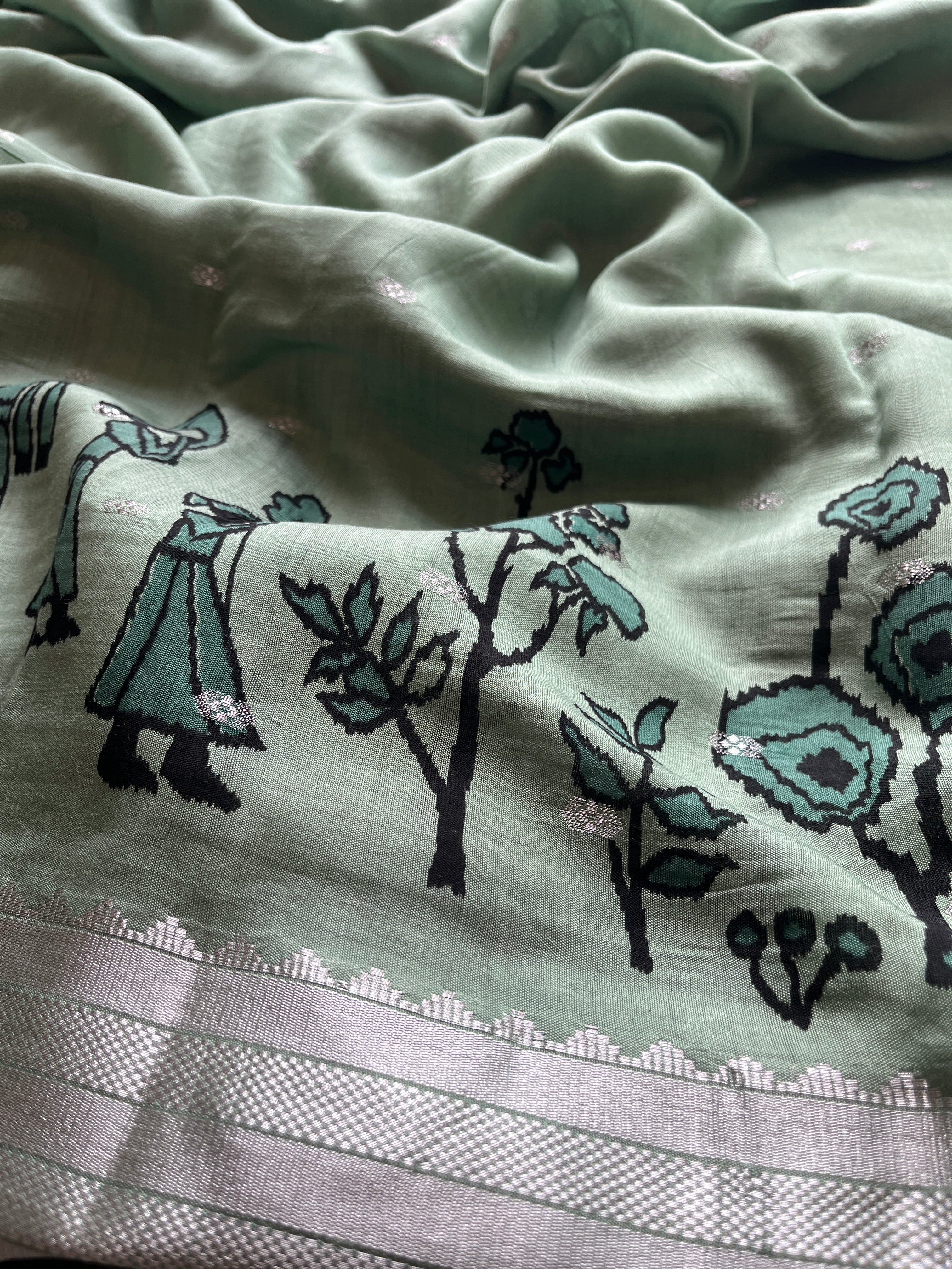 Sage Green Dola Silk Saree